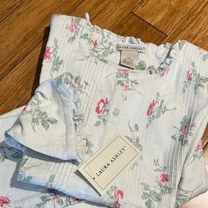 Laura Ashley Rose Print Flannel Pajamas Sz S